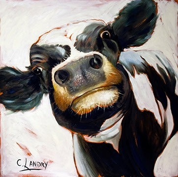 Cow Art, 'Close Up Cow', Painted by Artist Carol Landry, 8