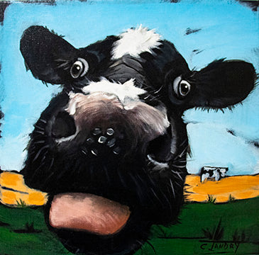 Cow Painting, Original, 'Blah Cow' Painting by Artist Carol Landry, 12