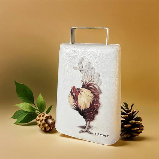 Cowbell, 'Healthy Rooster' Hand Painted by Carol Landry