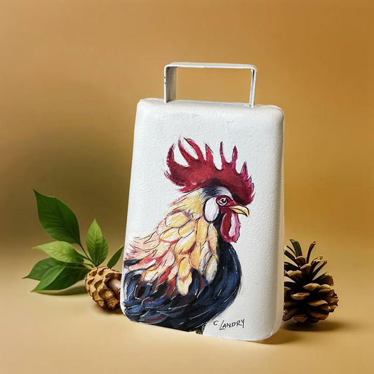 Cowbell, Hand Painted Rooster Design