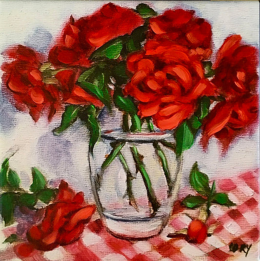 Roses, Red Painting, by Artist Carol Landry, 'Donna's Roses'