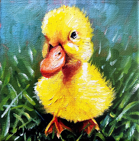 Chickie, Yellow & Cute, Painted by Artist Carol Landry during the Pandemic