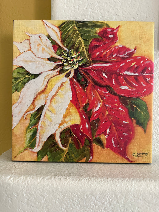 Christmas Pointsettiers on Canvas 12
