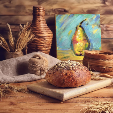 Juicy Yellow Pear, Original Acrylic Painting by Artist Carol Landry