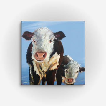 Cows Selfi, Two Cows, by Artist Carol Landry