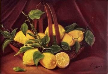 Lemons Wall Art, 'Fresh From the Tree', Painted by Artist Carol Landry, Copy Canvas, 8"x12"