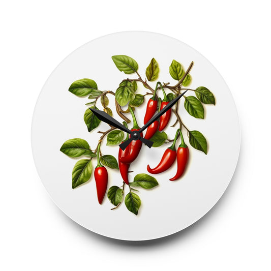 Clock for Wall with Red Chili Peppers Design on it. Chili Pepper Collectors!