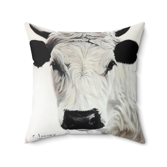 Throw Pillow, Cow Painting on it by Artist Carol Landry, 'Pepper Cow'