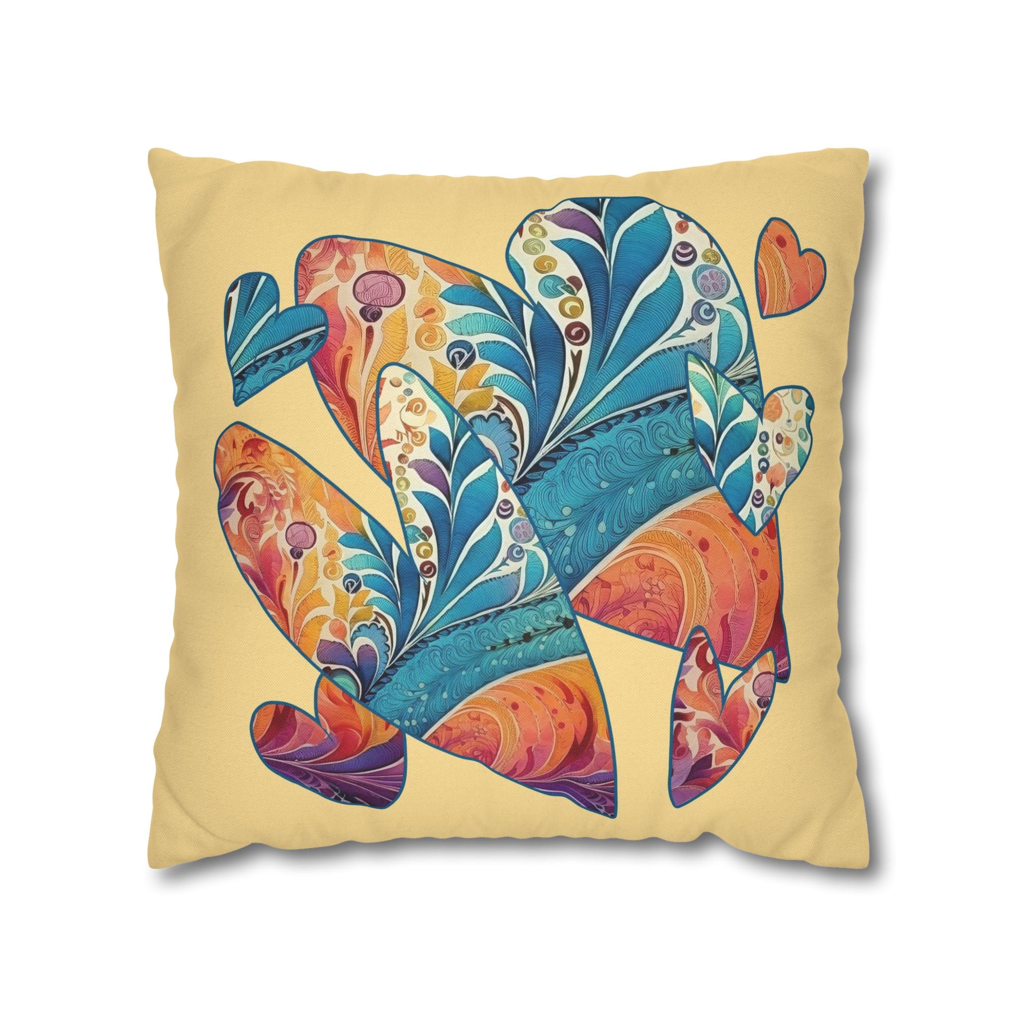 Throw Pillow Case Cover/Bohemian Hearts