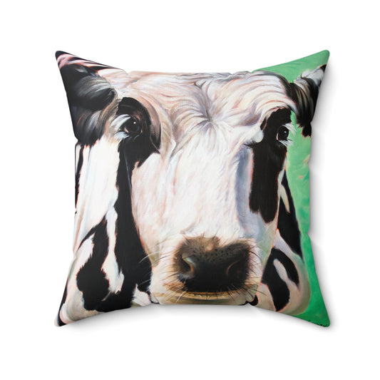 Throw Pillow with Cow Painting on it by Artist Carol Landry