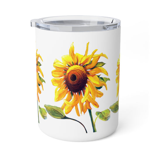 Insulated Coffee Mug, 10oz with Sunflower Painting by Artist Carol landry
