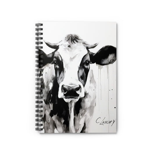Spiral Notebook - Ruled Line with a watercolor Cow Design on cover