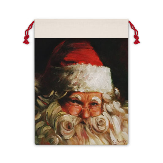 Gift Bag with Santa Painting by Artist Carol Landry