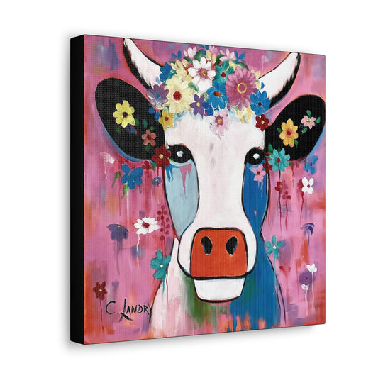Cow Painting, 'Dreams of Flowers Cow', on Canvas Gallery Wraps, 3 sizes