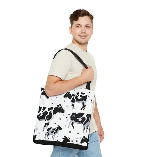 Tote Bag  with a Cow Spots Design, 18