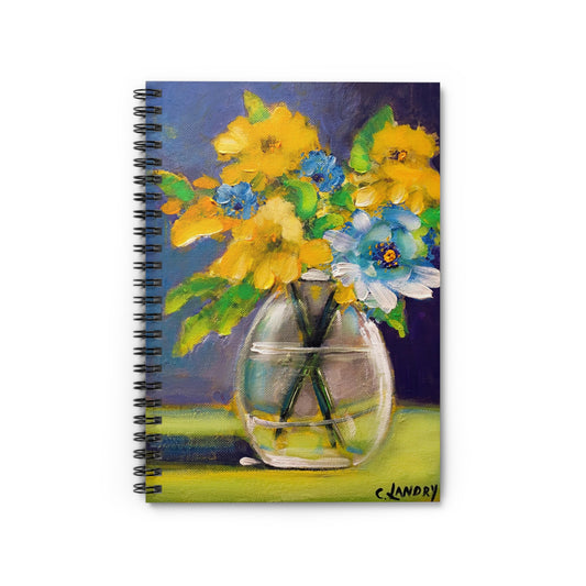 Notebook-Spiral - Ruled Line with Floral Painting by Carol landry, Gift for Mom