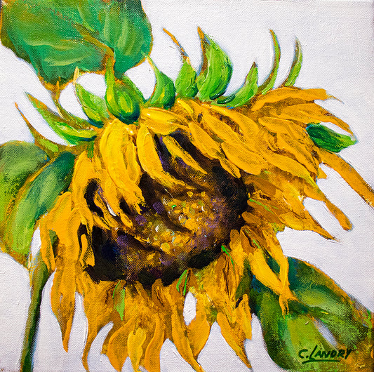 Abstract Sunflower, Original Acrylic Painting by Artist Carol Landry, 12