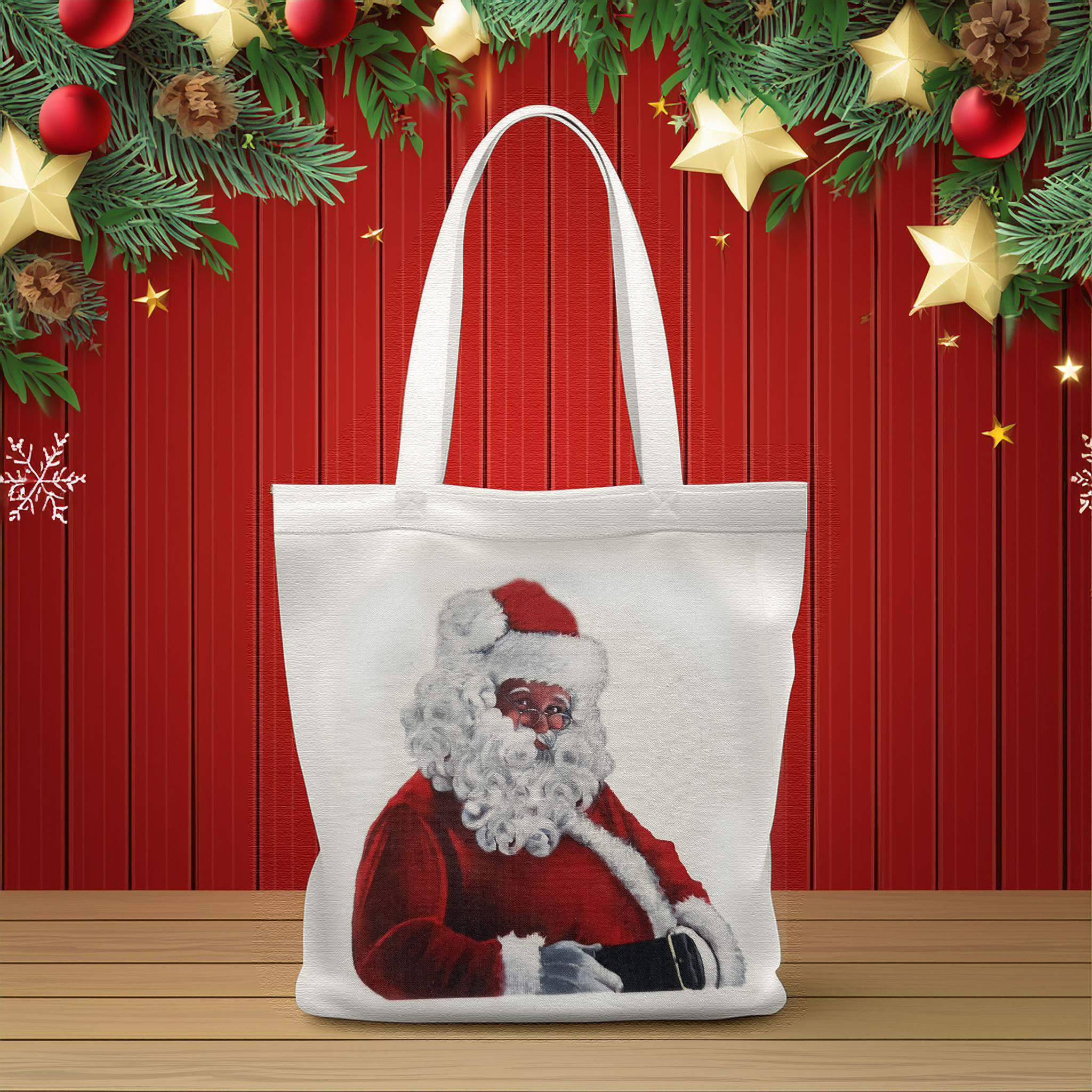 Tote Bag, Christmas Gift Bag with a Painting on it by Carol Landry, 13"x 15"