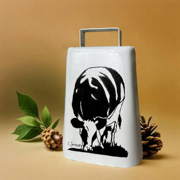 Cowbell Handpainted, 'Cow Grazing', by Artist Carol Landry