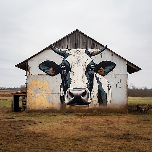 Cow Wall Art, 'Cow Painting on Front of a Barn', Digital Farmhouse Art, 12