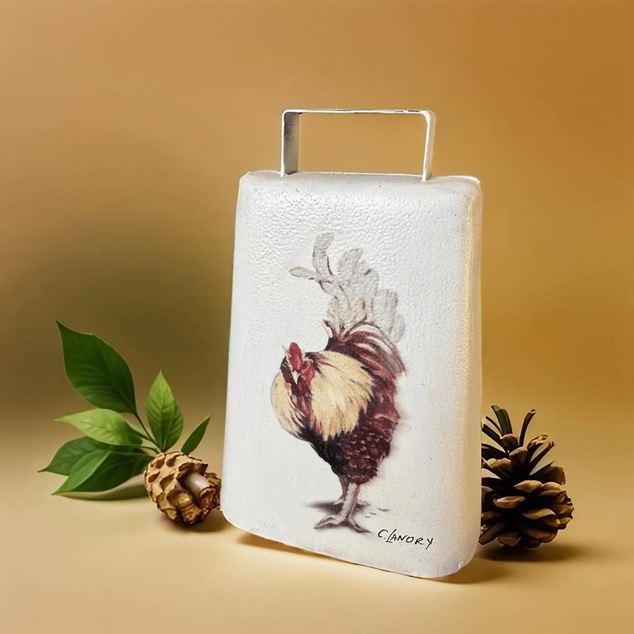 Cowbell, 'Healthy Rooster' Collectable Created by Artist Carol Landry