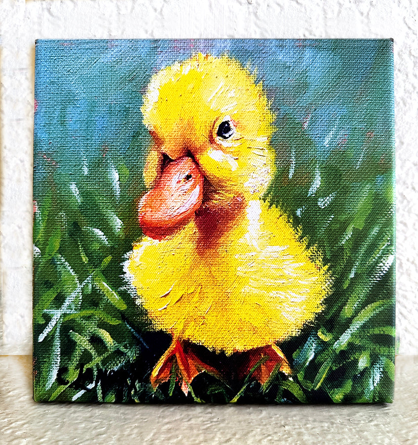 Wall Art, 'Cute Chickie' 8"x 8' Reproduction on Canvas by Artist Carol Landry