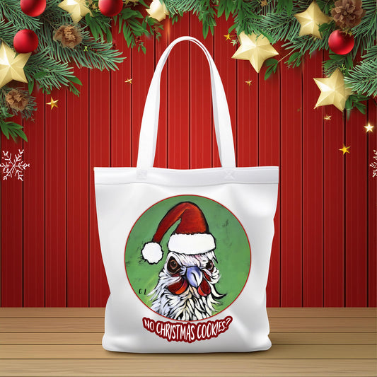 Tote Bag, Christmas Grouchy Rooster, 'No Christmas Cookies'