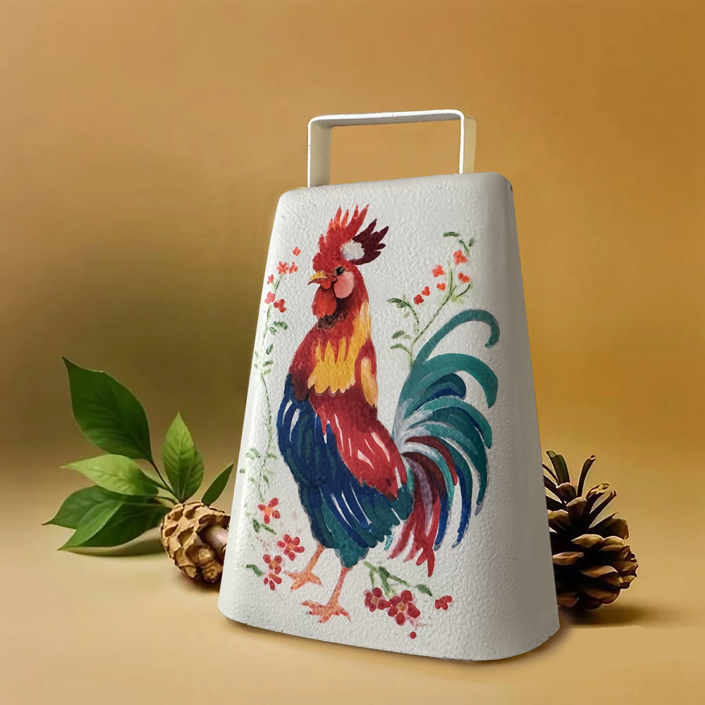 Cowbell, Collectable, 'Folk Art Rooster', Created by Artist Carol Landry