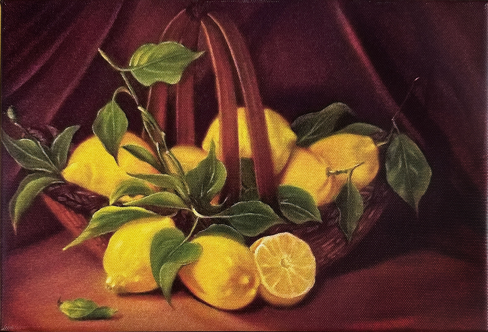 Lemons Wall Art on a 8"x 12", Reproduction Canvas Copy. Painted by Artist Carol Landry
