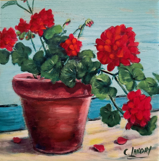 Wall Art, 'Gerainiums in Pot', Reproduction on 8