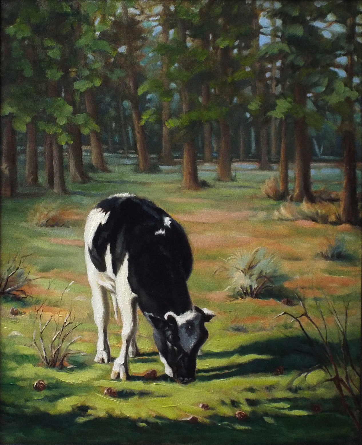 Cow Painting, Original OIl Painting, by Artist Carol Landry. 'Cow Grazing in Garner Valley'