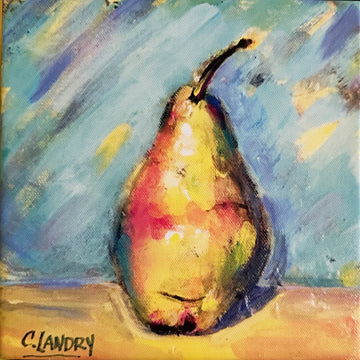 Wall Art, 'Juicy Yellow Pear', Original by Artist Carol Landry