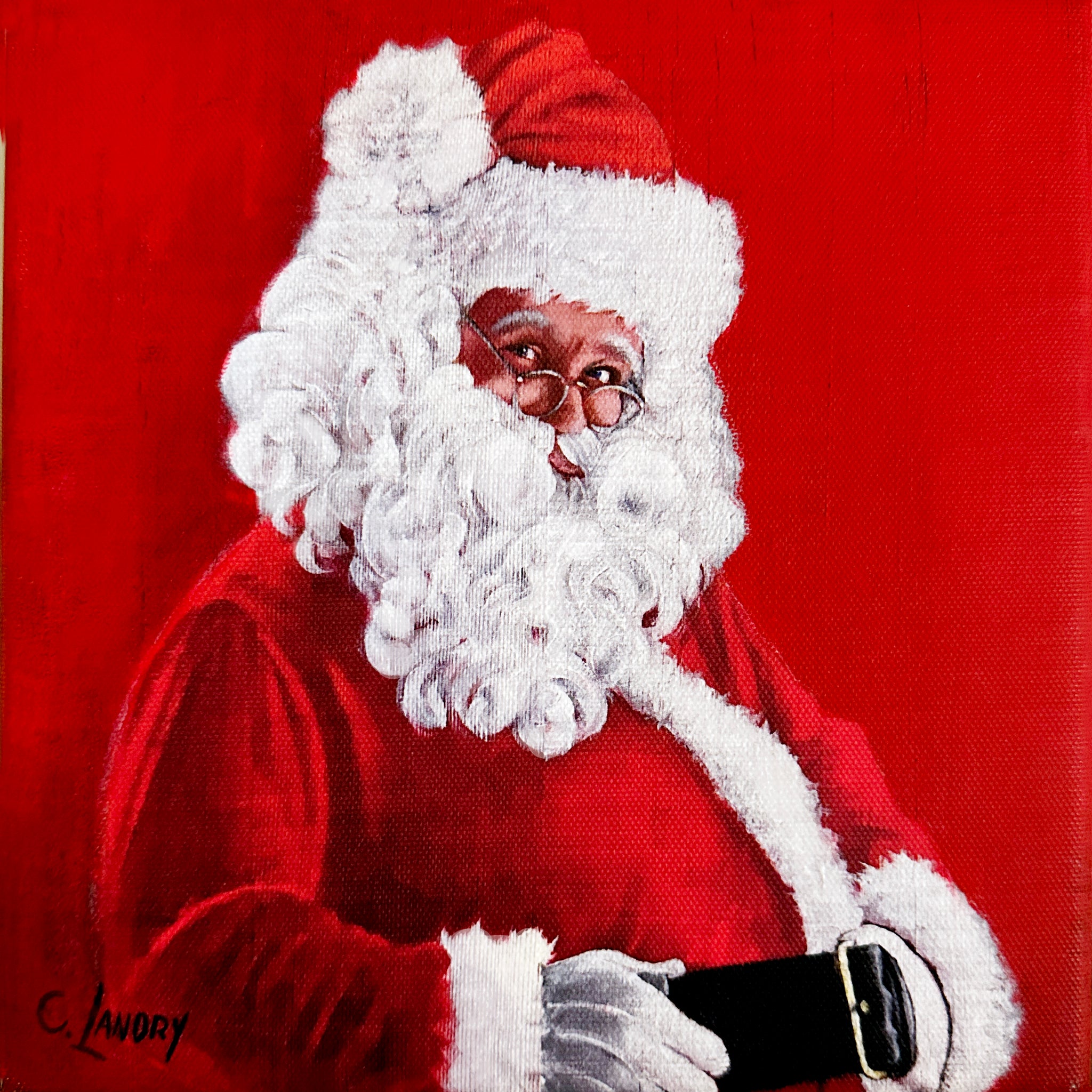 Christmas Canvas Wall Art 8"x 8" on Canvas Copy, Painted by Artist Carol Landry