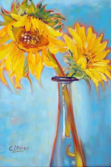 Sunflower Wall Art, 8"x 12" Reproduction by Artist Carol Landry