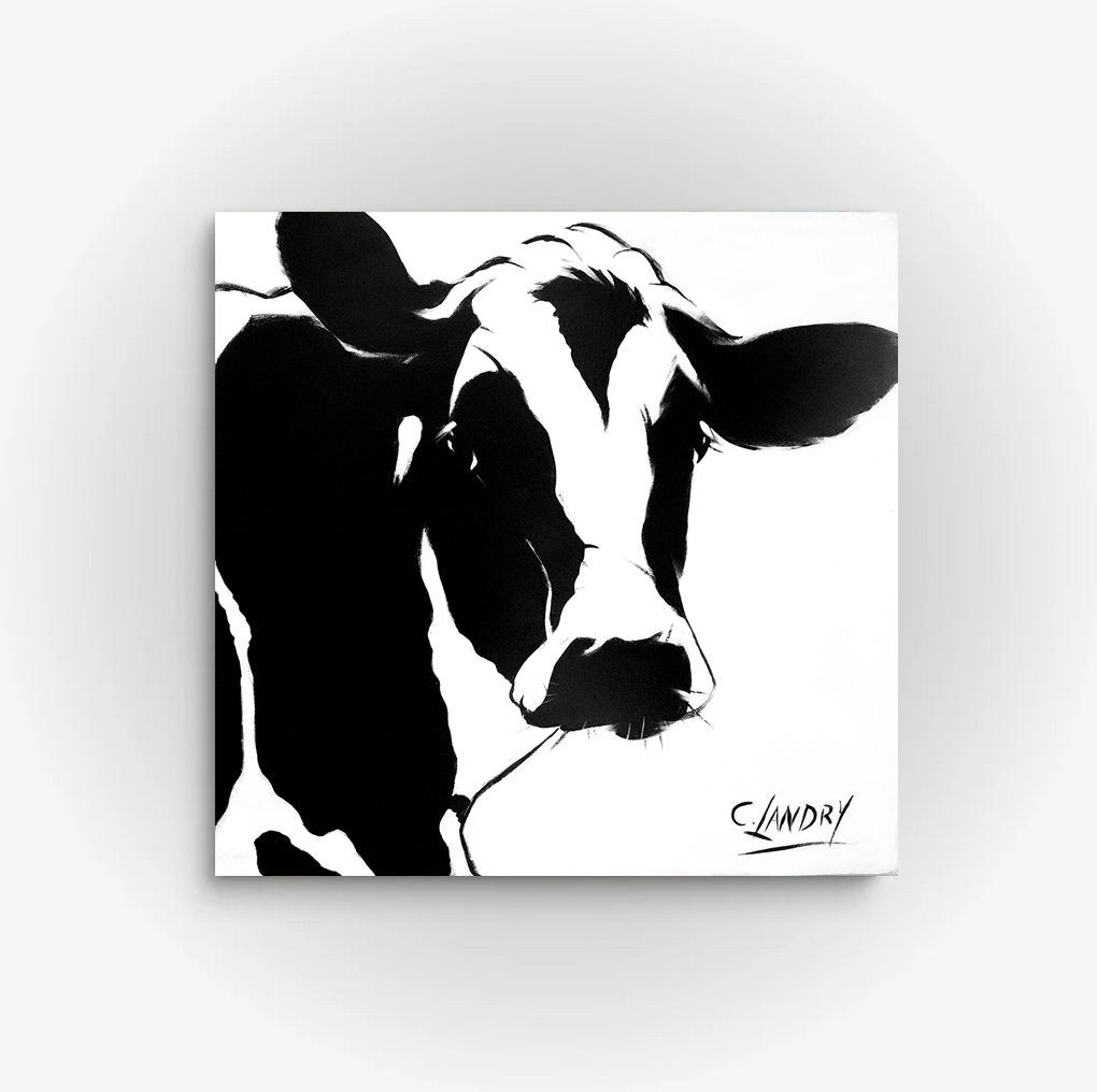 Cow Wall Art, 'Modern Cow', Reproduction on 8"x 8" Canvas by Artist Carol Landry