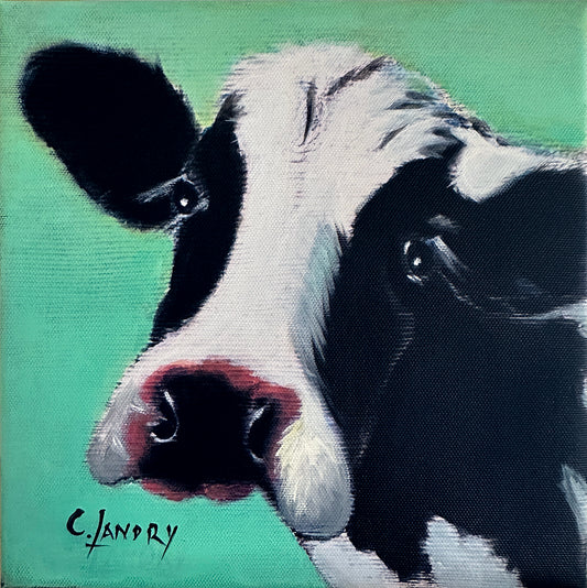 Cow Wall Art, Black & White 'O' Cow, 8