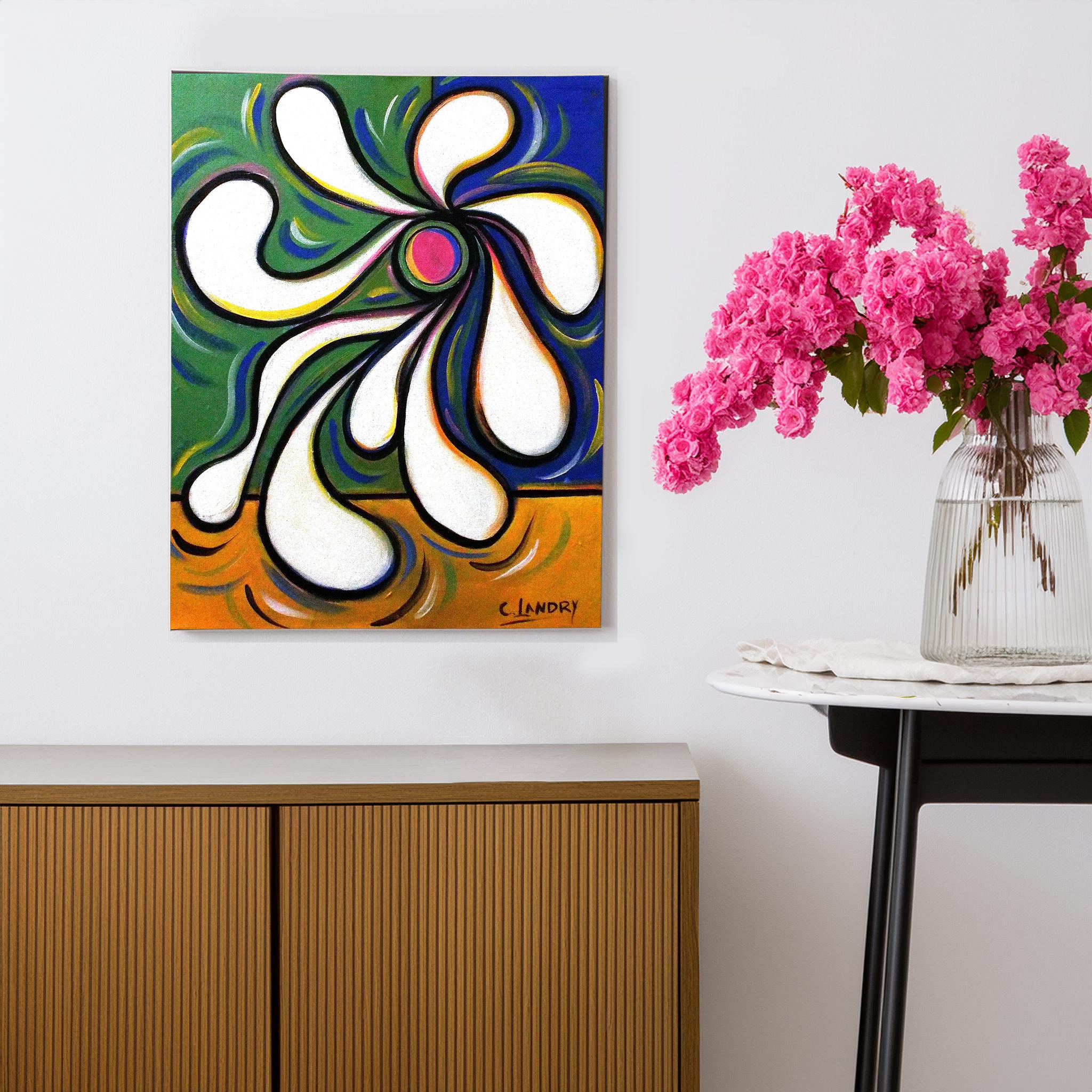 Original Acrylic Painting, 'Peace Swirl' Abstract by Artist Carol Landry