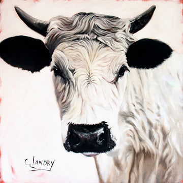 Cow 'Pepper' on a 8"x 8" Copy on a Canvas Wrap
