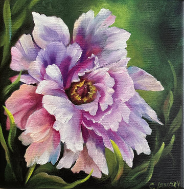 Wall Art, Violet Flower Painting Reproduction, 8"x 8", by Artist Carol Landry