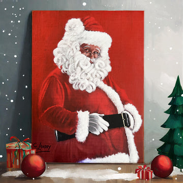 Santa Art by Artist Carol Landry, Reproduction of Original on a 10"x 14" Wrapped Canvas