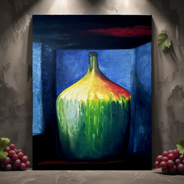 Wall Decor, 'Vintage Wine Bottle', Original Oil Painting by Artist Carol Landry