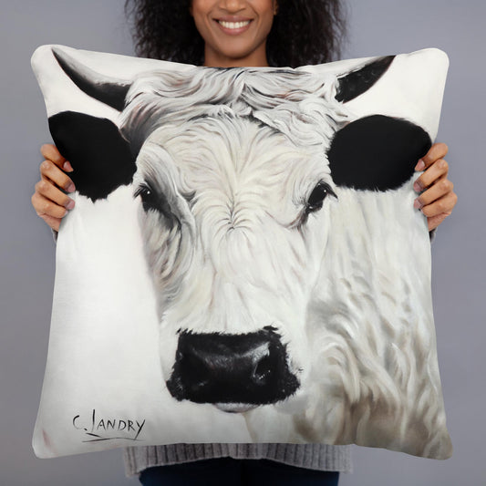 Throw Pillow Farmhouse, Cow Pillow, 'Pepper Cow', Artist Carol Landry