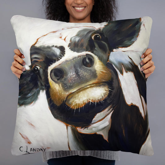 Throw Pillow, Cow Decor, 'Close Up Cow', Cows Decor, Artist Carol Landry