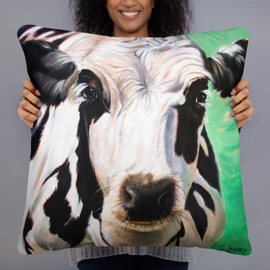 Throw Pillow, Cow Design by Artist Carol Landry, 'N.J. Cow',