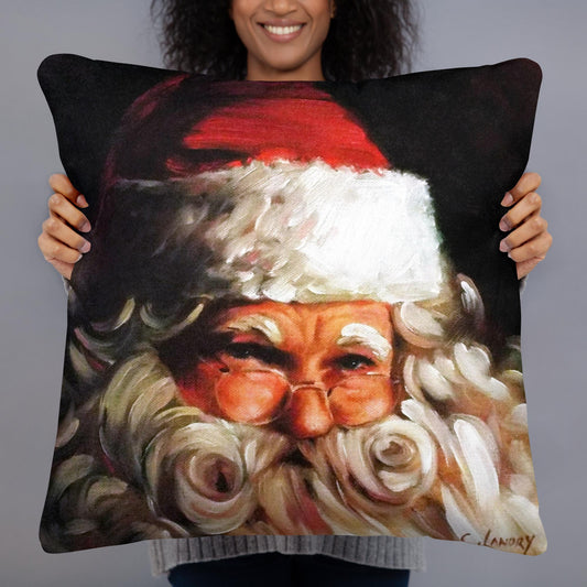 Santa Christmas Throw Pillow, Artist Carol landry, Santa Decor.