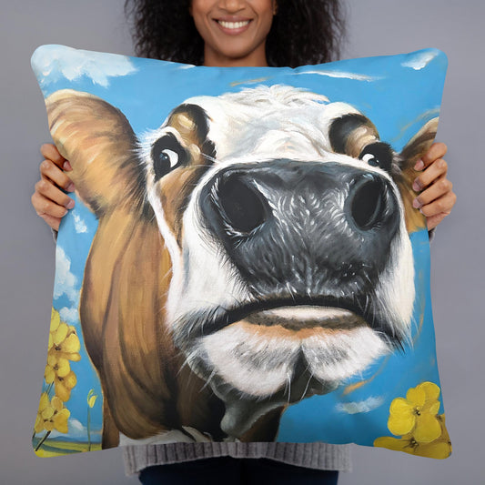 Throw Cow Pillow, Cow Decor, by Artist Carol Landry, Cows Throw Pillows