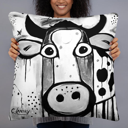 Throw Abstract Cow Pillow, by Artist Carol Landry, Cow Decor, Farmhouse Decor