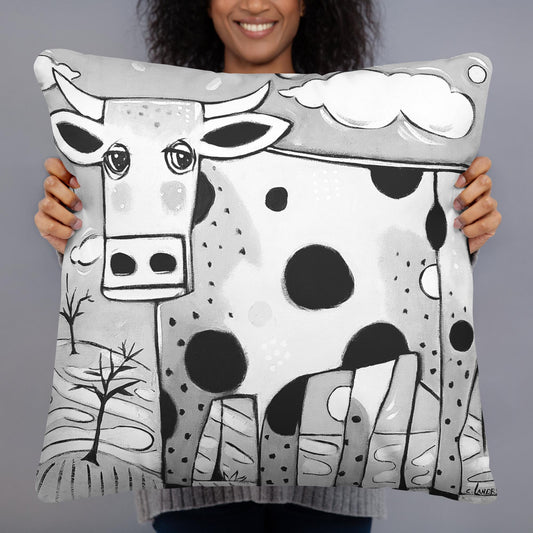 Throw Pillow Abstract Spotted Cow, by Artist Carol Landry, #Cow Decor