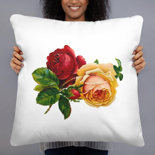 Throw Pillow, Two Vintage Roses Design.