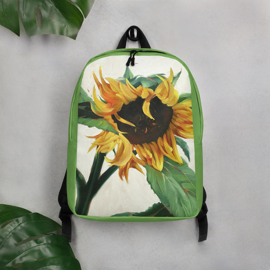 Backpack, Minimalist with Sunflower Painting by Artist Carol Landry